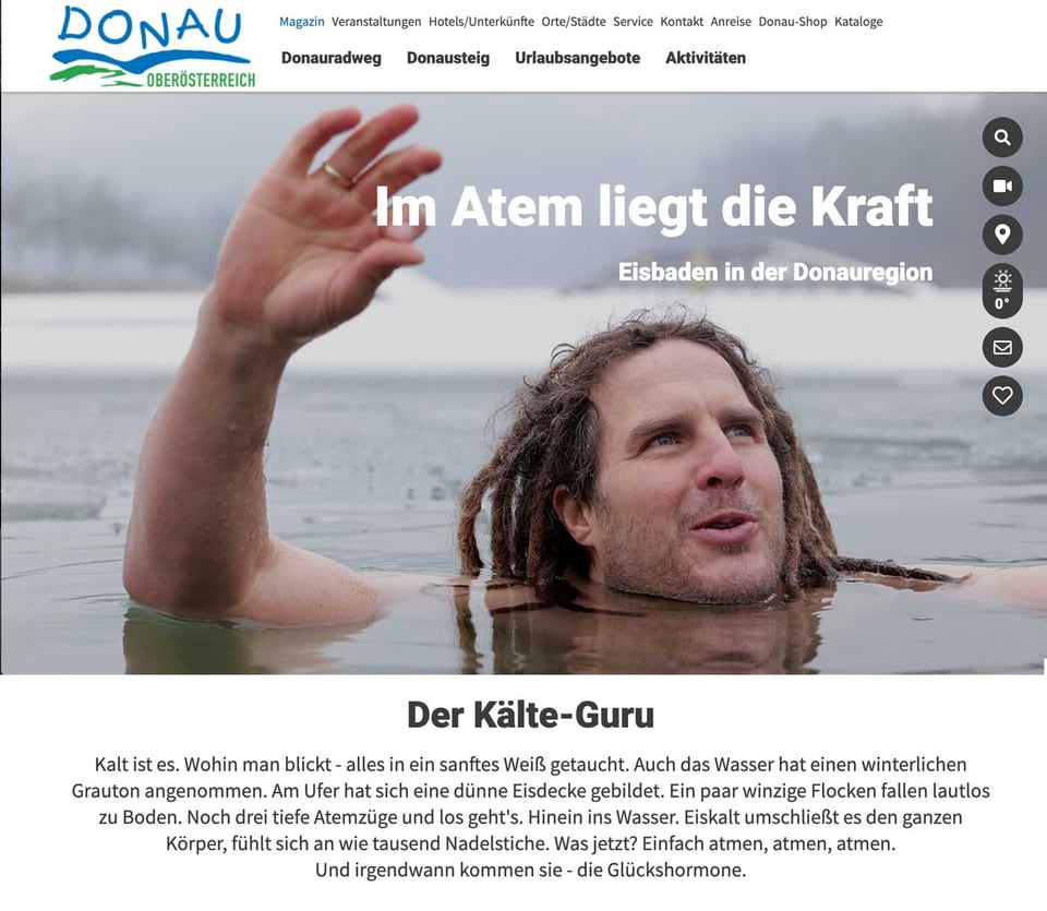 Onlinebericht Der Kälte-Guru mit Daniel Fetz beim Eisbaden in der Donauregion