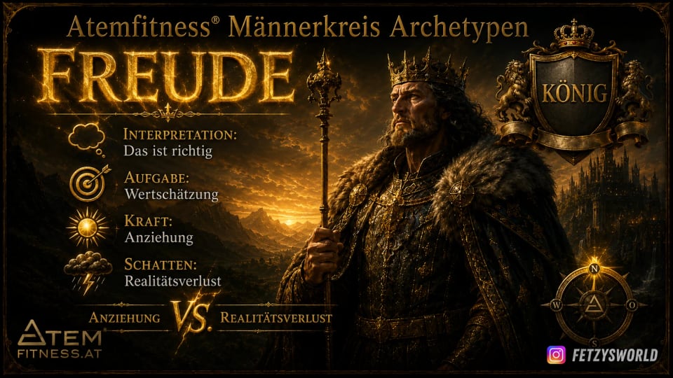 Illustration des männlichen Archetyps König mit den Themen Freude und Wertschätzung