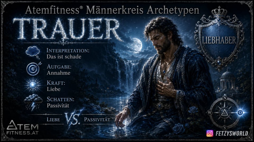 Illustration des männlichen Archetyps Liebhaber mit den Themen Trauer und Annahme