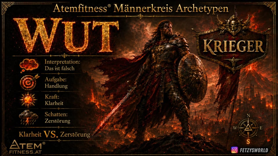 Illustration des männlichen Archetyps Krieger mit den Themen Wut und Handlung